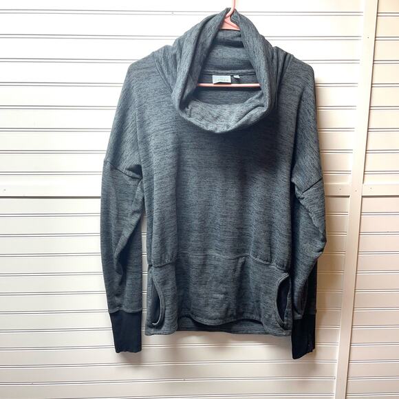 Athleta Marled Gray Cowlneck Long Sleeve Sweater With Thumbholes - Picture 1 of 11